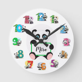 Personlig Nursery Panda Clock Rund Klocka
