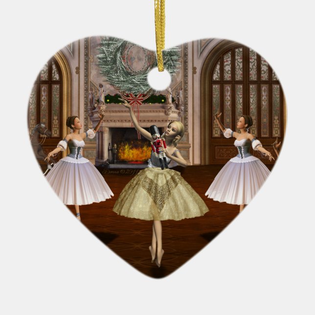 Personlig Nutcracker Ballerina Heart Ornament (Framsidan)
