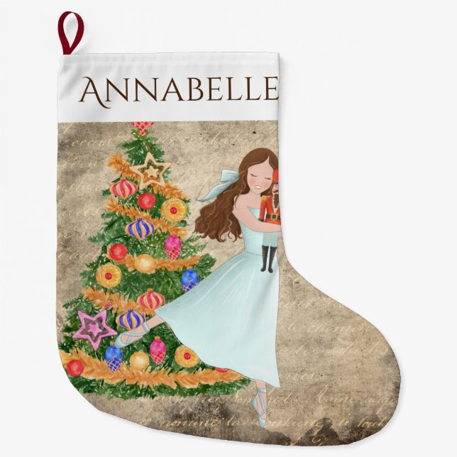 Personlig Nutcracker Clara Ballet Helgdag Stor Julstrumpa (Framsidan)