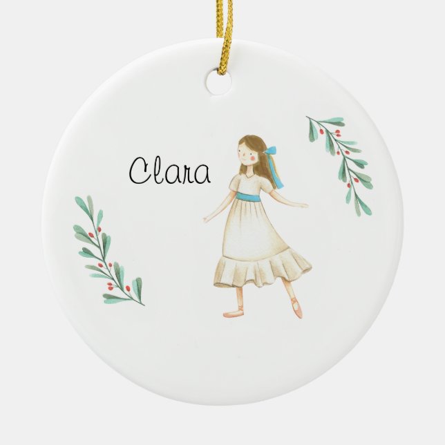 Personlig Nutcracker Clara KeepsakCeramic eller Julgransprydnad Keramik (Framsidan)