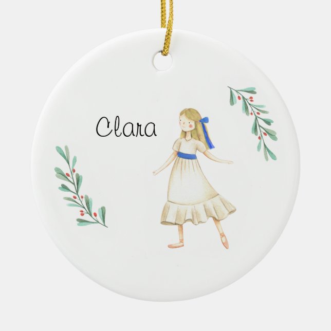 Personlig Nutcracker Clara Keepsaké Julgransprydnad Keramik (Framsidan)