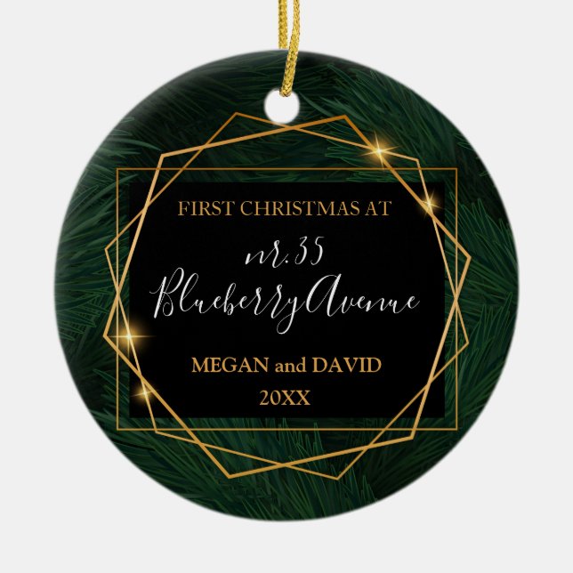 Personlig ny hemornament julgransprydnad keramik (Framsidan)