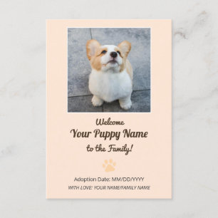 Personlig ny hund valp adoption foto meddelande