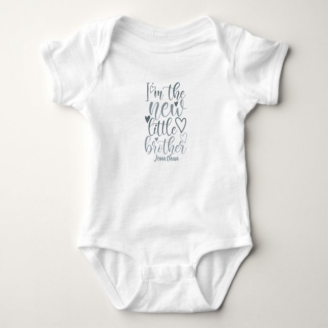 Personlig Ny Liten Bror Vit Bebis   T Shirt (Framsida)