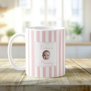 Personlig Ny Mamma Baby Namn Ansikte Foto Kaffemugg