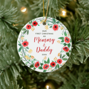 Personlig Ny Mamma och pappa jul Julgransprydnad Keramik