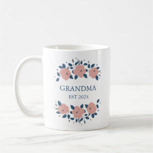 Personlig Ny Mormor Farmor Rosa Blommig Kaffemugg