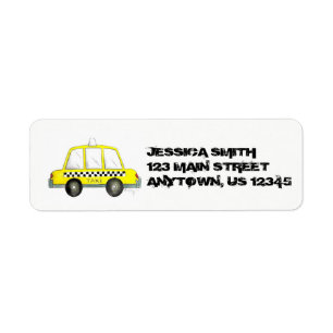 Personlig NYC Gult Taxi Checker Cab New York Returadress Etikett