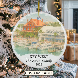 Personlig Nyckel Väster Ornament, Florida Julgransprydnad Keramik