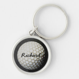 personlig-nyckelkedja för golffoto i golf boll rund silverfärgad nyckelring