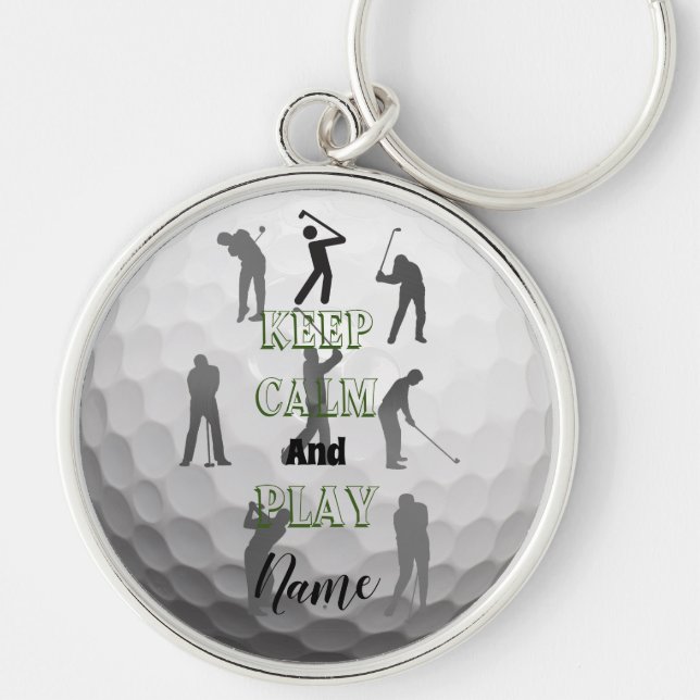 Personlig - nyckelkedjan Golf ThLED Gift Idea Rund Silverfärgad Nyckelring (Framsidan)