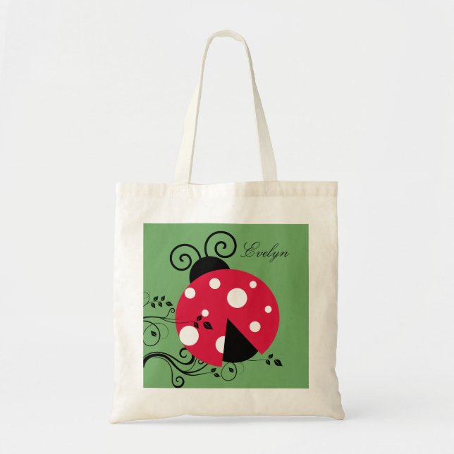 Personlig Nyckelpiga Tote Bag Ladybug Tygkasse (Framsidan)