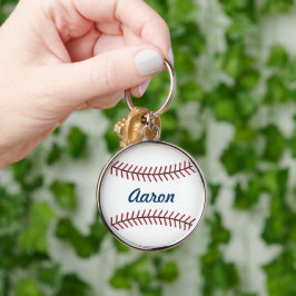 Personlig nyckelring för herrar med baseboll