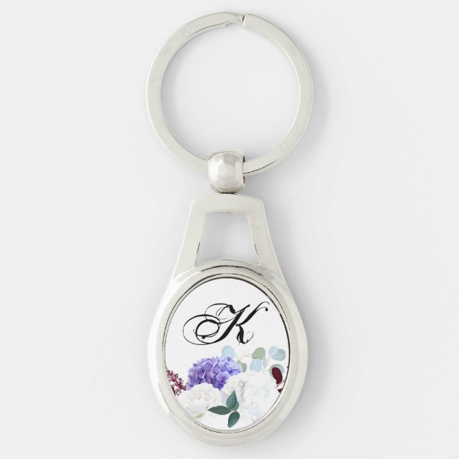 Personlig Nyckelring Lavender Hibiscus på Whit (Framsidan)