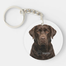 Personlig nyckelring med chokladlabrador-porträtt