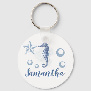Personlig Nyckelring Seahorse Sea Ocean Beach