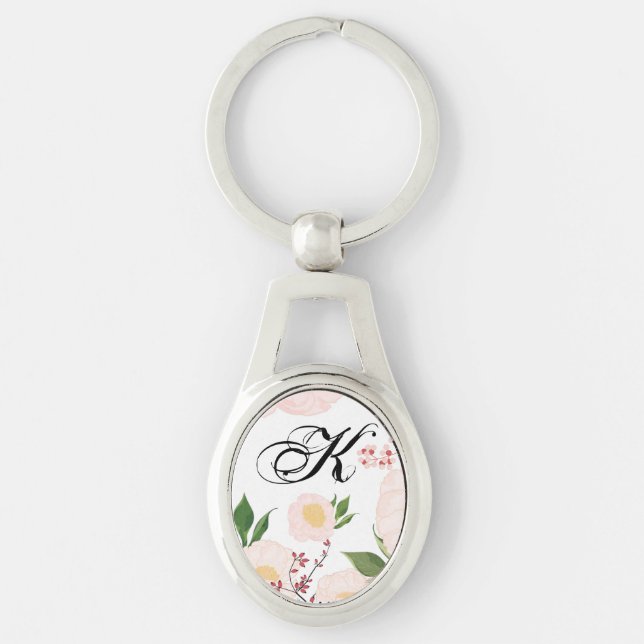 Personlig Nyckelring Vita Blommigt Blommor på Whi (Framsidan)