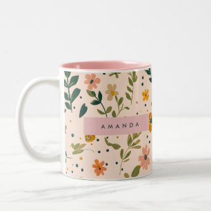 Personlig nyckfull äng med vilda blommor Två-Tonad mugg