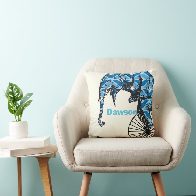 Personlig Nyfödd bebis Boy's Room Circus Elephant Kudde (Stol)