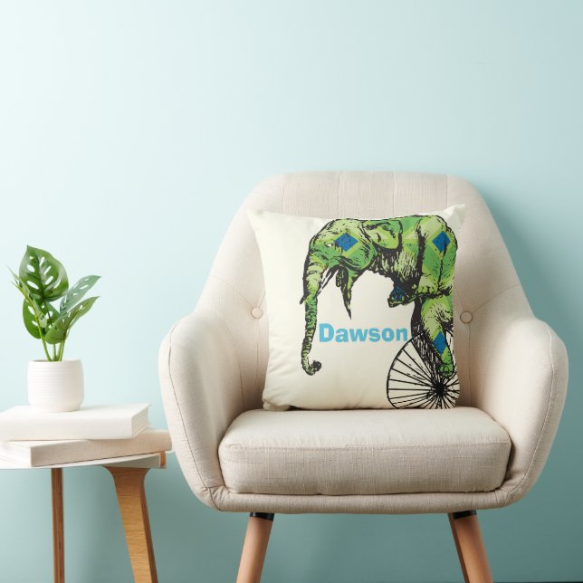 Personlig Nyfödd bebis Boy's Room Circus Elephant Kudde (Stol)