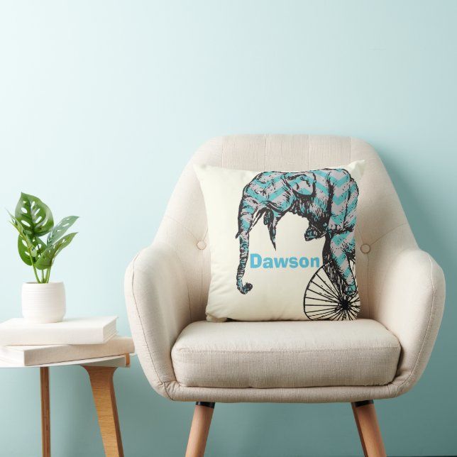 Personlig Nyfödd bebis Boy's Room Circus Elephant Kudde (Stol)