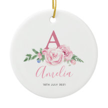 Personlig Nyfödd bebis Keepsak rosa blommigt-gåva