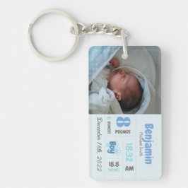 Personlig Nyfött foto Birth-meddelande Nyckelring