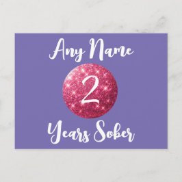 Personlig nykterhet födelsedagskort rosa glitter vykort