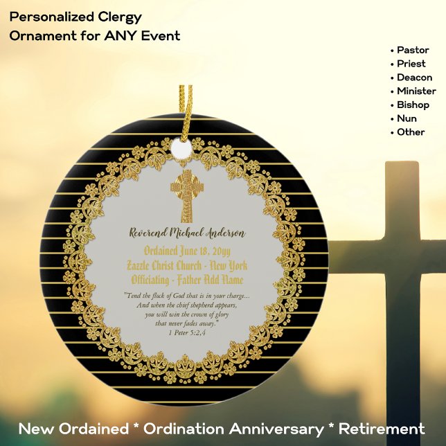 Personlig Nyligen ORDAINED Priest Pastor Deacon Julgransprydnad Keramik (Skapare uppladdad)