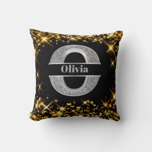 Personlig O Inledande Silver Monogram Ditt namn Kudde