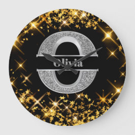 Personlig O Inledande Silver Monogram Ditt namn Stor Klocka