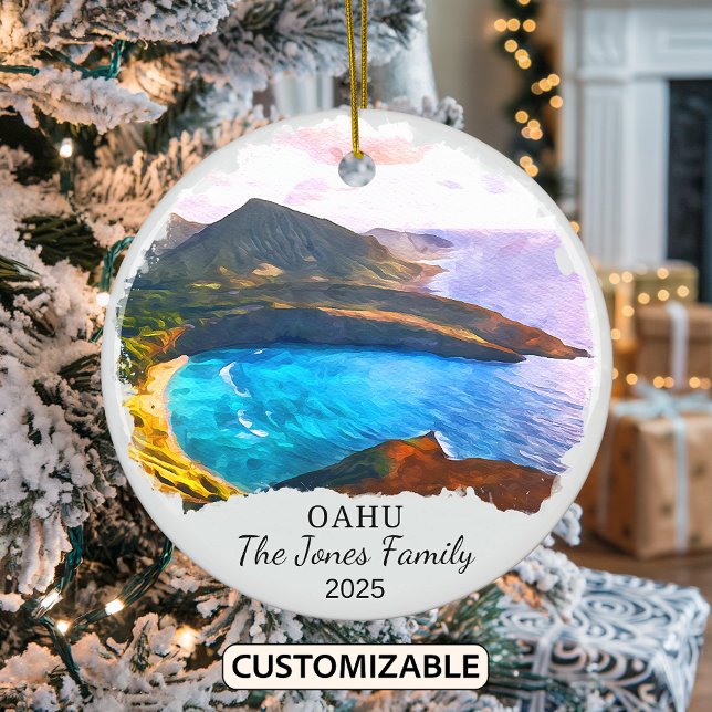 Personlig Oahu Ornament, Hawaii Julgransprydnad Keramik (Skapare uppladdad)