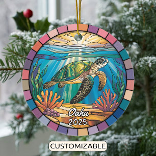 Personlig Oahu Ornament, Sea Turtle Julgransprydnad Keramik