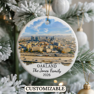 Personlig Oakland-ornament, Anpassad California Julgransprydnad Keramik