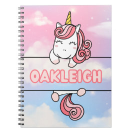 Personlig Oakleigh Unicorn Flickaktigt Notebook Anteckningsbok