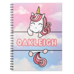 Personlig Oakleigh Unicorn Flickaktigt Notebook Anteckningsbok