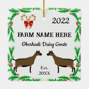 Personlig Oberhasli Dairy Goat Farm jul Julgransprydnad Keramik