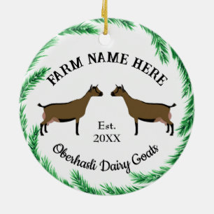 Personlig Oberhasli Dairy Goat Gräs Wandan Julgransprydnad Keramik