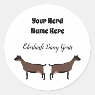 Personlig Oberhasli Dairy Goat Sticker Runt Klistermärke