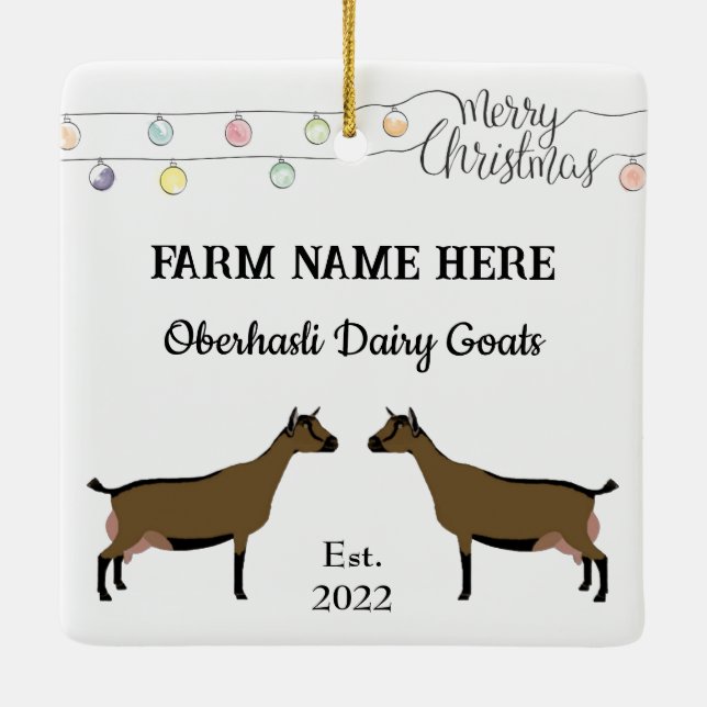 Personlig Oberhasli Dairy Goat White-jul Julgransprydnad Keramik (Baksida)