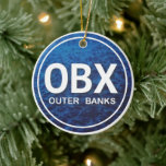 Personlig OBX Outer Banker North Carolina Beach Julgransprydnad Keramik<br><div class="desc">Personlig OBX Outer Banker North Carolina märkre ornament. Havsblå och vit text. *</div>