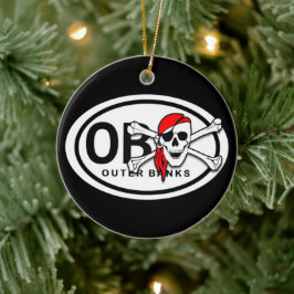 Personlig OBX Skull och Crossbone Pirat Julgransprydnad Keramik