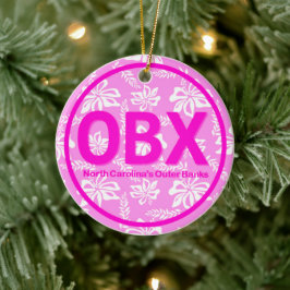 Personlig OBX Yttre Banker Rosa Blomsterjul Julgransprydnad Keramik