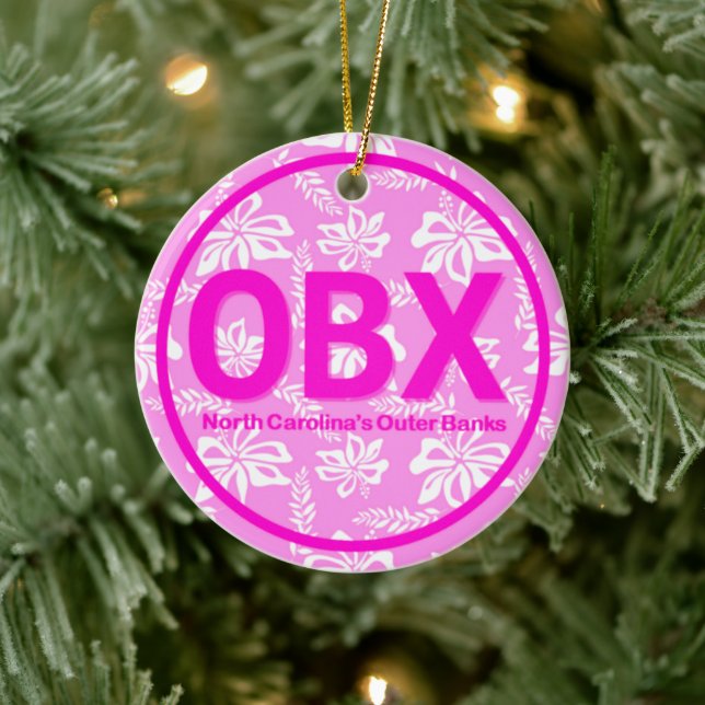 Personlig OBX Yttre Banker Rosa Blomsterjul Julgransprydnad Keramik (Träd)