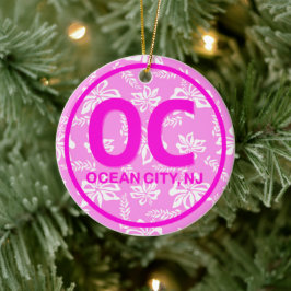 Personlig OC NJ Ocean City New jersey i Rosa Julgransprydnad Keramik