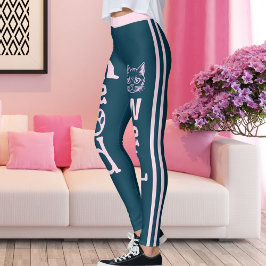 Personlig Ocean Blue Rosa Rand Pet Cat Leggings