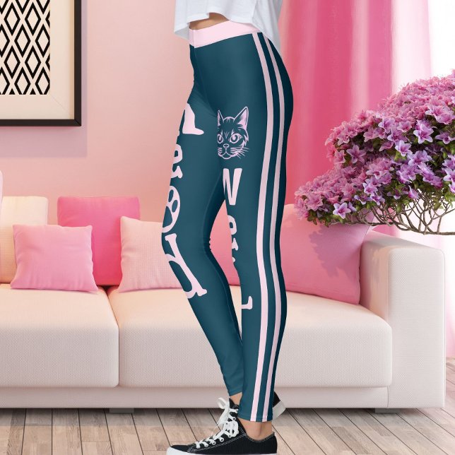 Personlig Ocean Blue Rosa Rand Pet Cat Leggings (Skapare uppladdad)