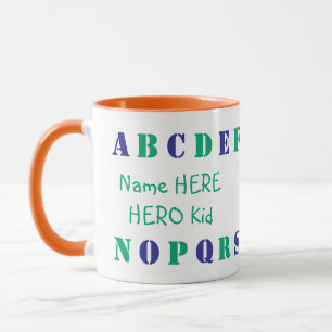 Personlig Ocean Grönt, Blue English Alphabet Mugg