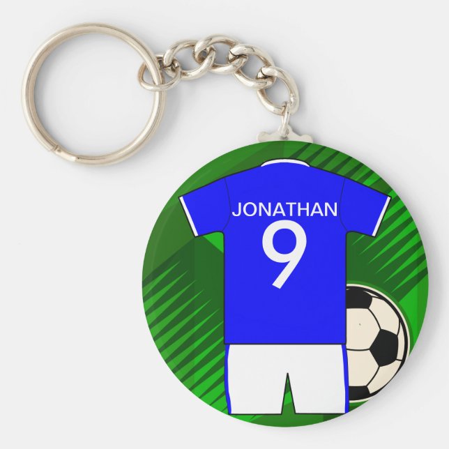 Personlig Ocer Jersey Blue and White Nyckelring (Framsidan)