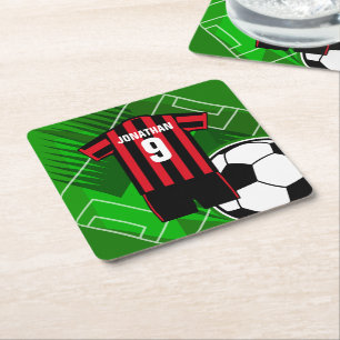 Personlig Ocer Jersey Red and Black Rand Underlägg Papper Kvadrat